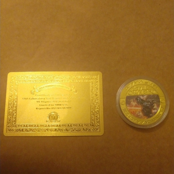 STAR WARS DARTH VADER GOLD🌟COIN LIMITED EDITION!🤩w/CERTIFICATE OF AUTHENTICITY - Picture 6 of 12